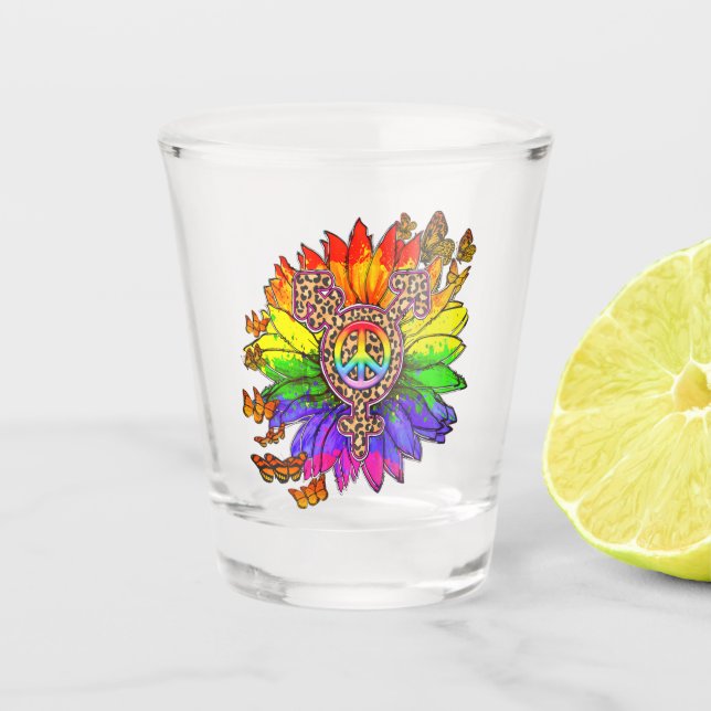 Leopard Pe Sign LGBT Pride Month Shot Glass (Front)