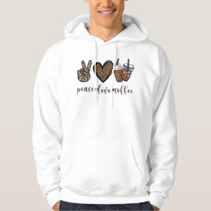 Leopard Peace Love Coffee Lovers Hippie Gifts T-Sh Hoodie