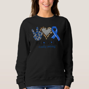 Leopard Peace Love Cure Blue Ribbon Diabetes Aware Sweatshirt