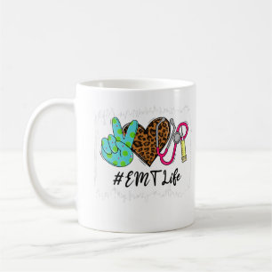 Leopard Peace Love EMT Life Stethoscope School Nur Coffee Mug