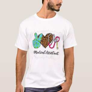 Leopard Peace Love Medical Assistant Stethoscope N T-Shirt