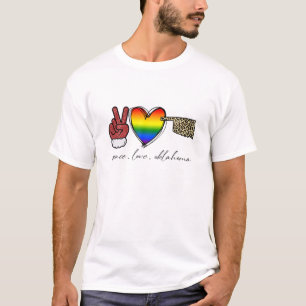 Leopard Peace Love Oklahoma Heart LGBT Pride Chris T-Shirt