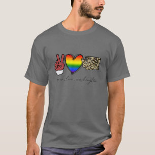 Leopard Peace Love Washington Heart LGBT Pride Chr T-Shirt