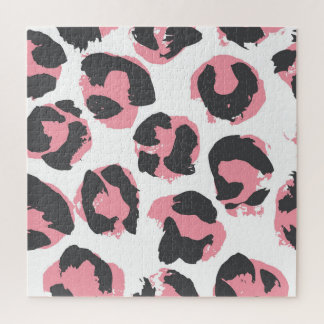 Leopard Pelt: Black Pink Texture Jigsaw Puzzle