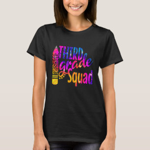 Leopard Pencil Tie Dye Cute Back To School 3th Gra T-Shirt