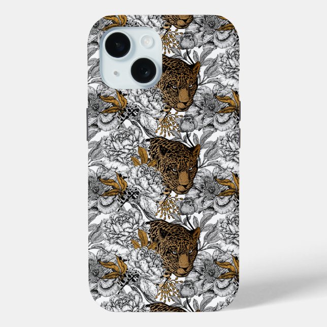 Leopard & Peonies Pattern Case-Mate iPhone Case (Back)