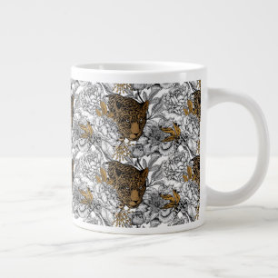 Leopard & Peonies Pattern Large Coffee Mug