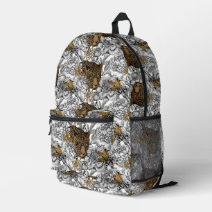 Leopard & Peonies Pattern Printed Backpack