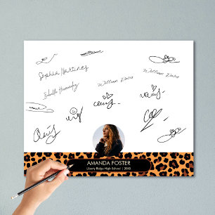 Leopard Photo Graduation Party Signing Guest  Print