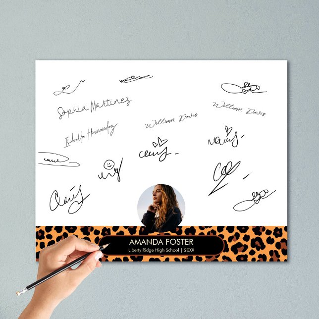 Leopard Photo Graduation Party Signing Guest  Print (Creator Uploaded)