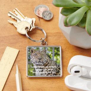 Leopard Photograph Custom Mindfulness Quote Key Ring