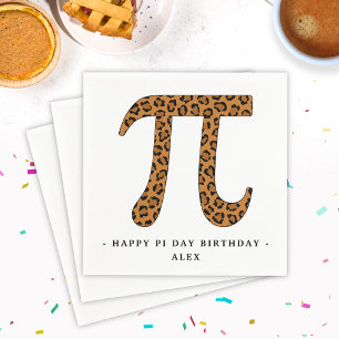 Leopard Pi Symbol Happy Pi Day Birthday Napkin