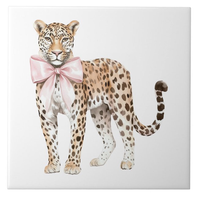 Leopard Pink Bow Tile (Front)