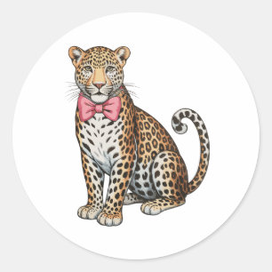 Leopard Pink Coquette Bow Girly Sublimation Art Classic Round Sticker