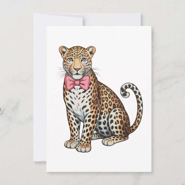 Leopard Pink Coquette Bow Girly Sublimation Art Invitation (Front)