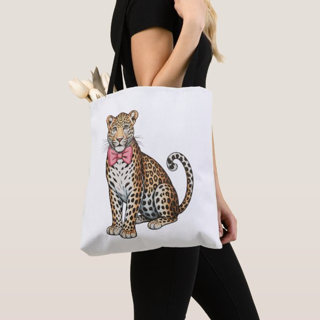 Leopard Pink Coquette Bow Girly Sublimation Art Tote Bag (Close Up)