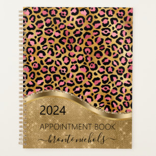 Leopard Pink Gold Beauty Salon Make Up Artist Planner
