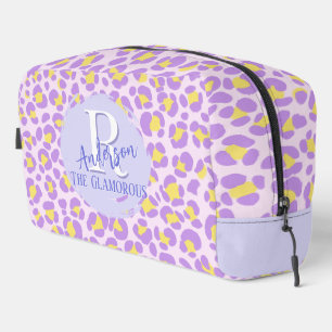 Leopard Pink Purple Yellow Personalised Dopp Kit