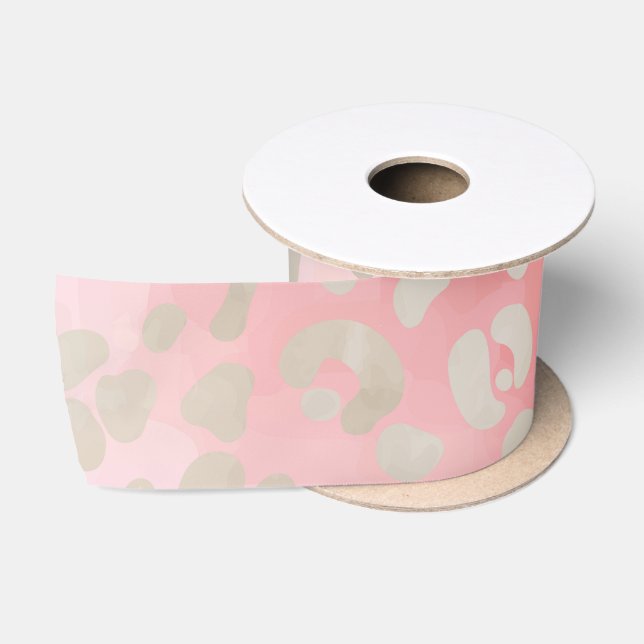 Leopard pink satin ribbon (Spool)