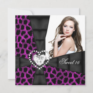 Leopard Pink Sweet 16 Sixteen Birthday Party Invitation
