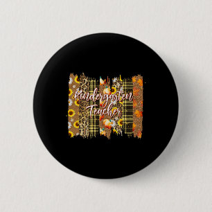 Leopard Plaid Fall Blessed Kindergarten Teacher Th 6 Cm Round Badge