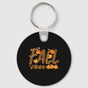 Leopard Plaid Fall Vibe Autumn Thanksgiving Women  Key Ring