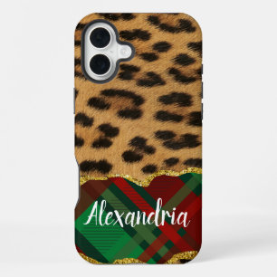 Leopard Plaid iPhone 16 Plus Case