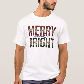 Leopard Plaid Merry And Bright Matching Family Chr T-Shirt