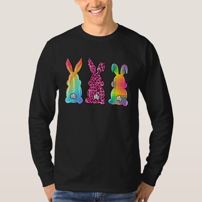 Leopard Plaid Rabbit  Bunny Happy Easter Day Tie D T-Shirt (Front)