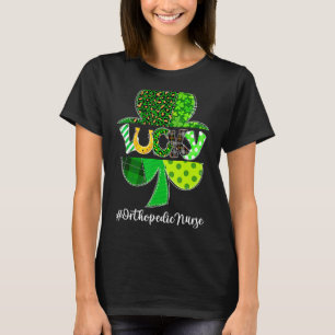 Leopard Plaid Shamrock Lucky Orthopaedic Nurse Pat T-Shirt