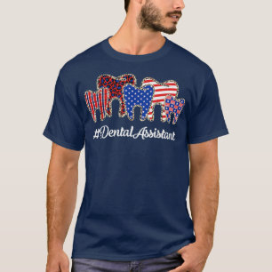 Leopard Plaid Tooth Teeth Dental Assistant 4th Of T-Shirt