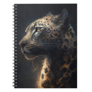 Leopard Portrait Animal Nature Wildlife Dark Paint Notebook