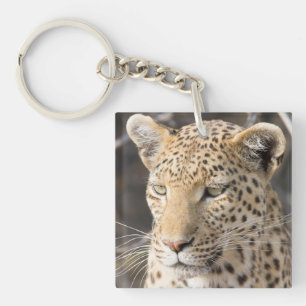 Leopard portrait photo key ring