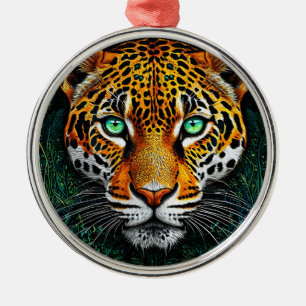 🐆 Leopard Portrait Safari Christmas Animal Gift  Metal Tree Decoration