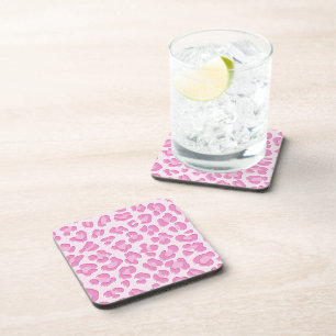 Leopard Preppy Pink Line Coaster