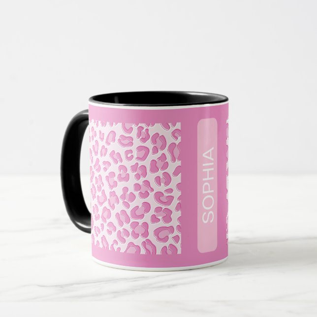 Leopard Preppy Pink Line Mug (Front Left)