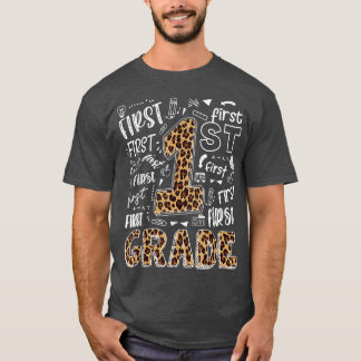 Leopard Print 1st Grade Teacher Kids Back to Schoo T-Shirt