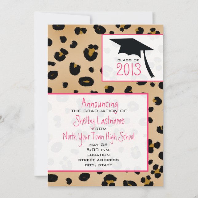 Leopard Print 2013 Graduation Announcement (Front)