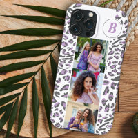 Leopard Print 3 Square Photos Lilac Monogrammed