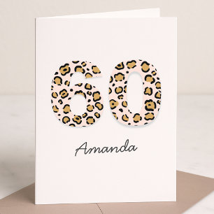 Leopard Print 60 Modern Cute Name 60th Birthday Card