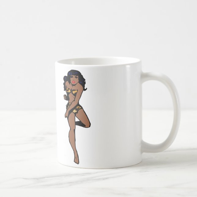 leopard print african pin up coffee mug (Right)