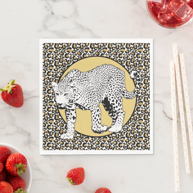 Leopard print all-over design napkin (Insitu)