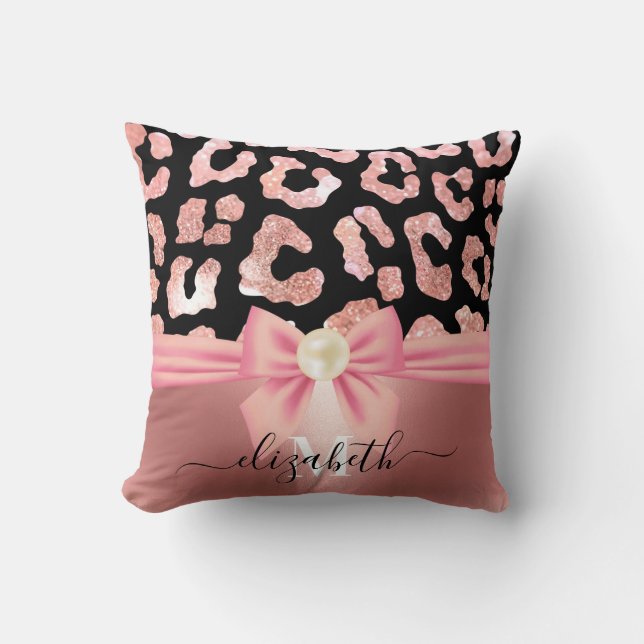 Leopard Print and Bow Cushion (Front)