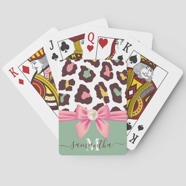 Leopard Print and Bow Playing Cards (Back)