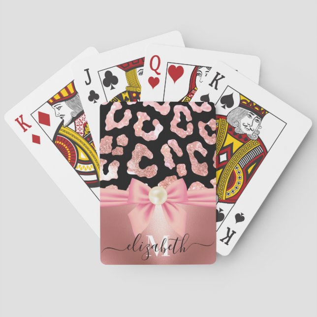 Leopard Print and Bow Playing Cards (Back)