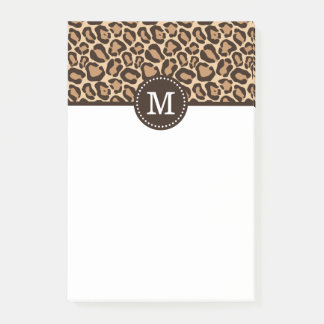 Leopard Print and Brown Custom Monogram Post-it Notes