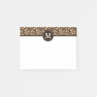 Leopard Print and Brown Custom Monogram Post-it Notes