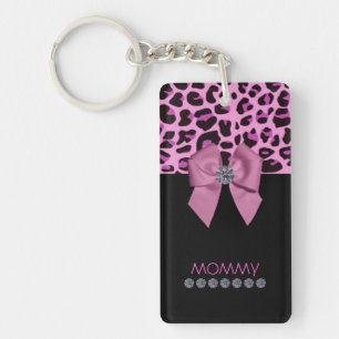Leopard Print and Diamonds Key Ring