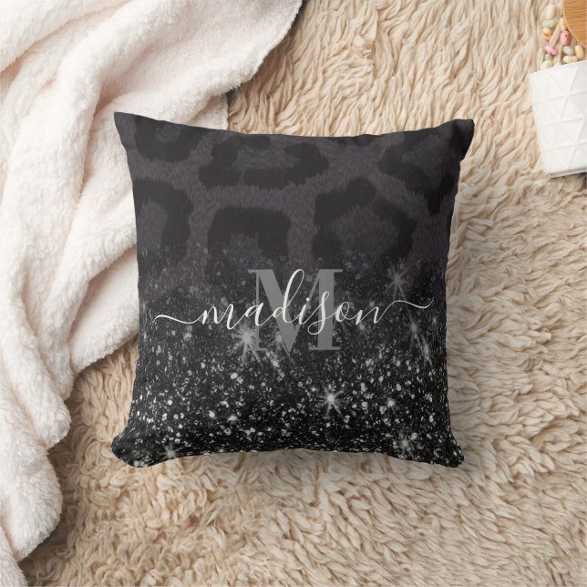 Leopard Print and Glitter Cushion (Blanket)