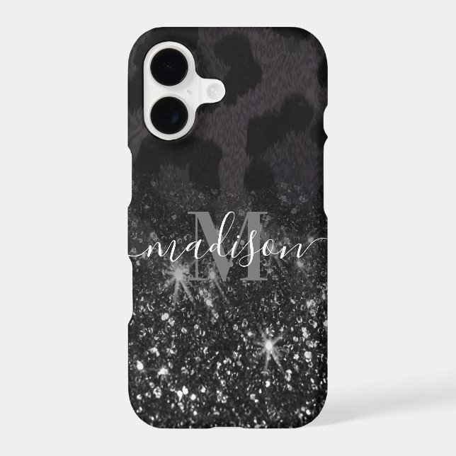 Leopard Print and Glitter iPhone Case (Back)